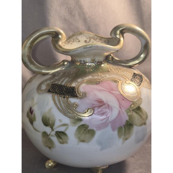 Antique Nippon Hand Painted Vase | Morimura Brothers Maple Leaf Mark Porcelain - Picture 2 of 9